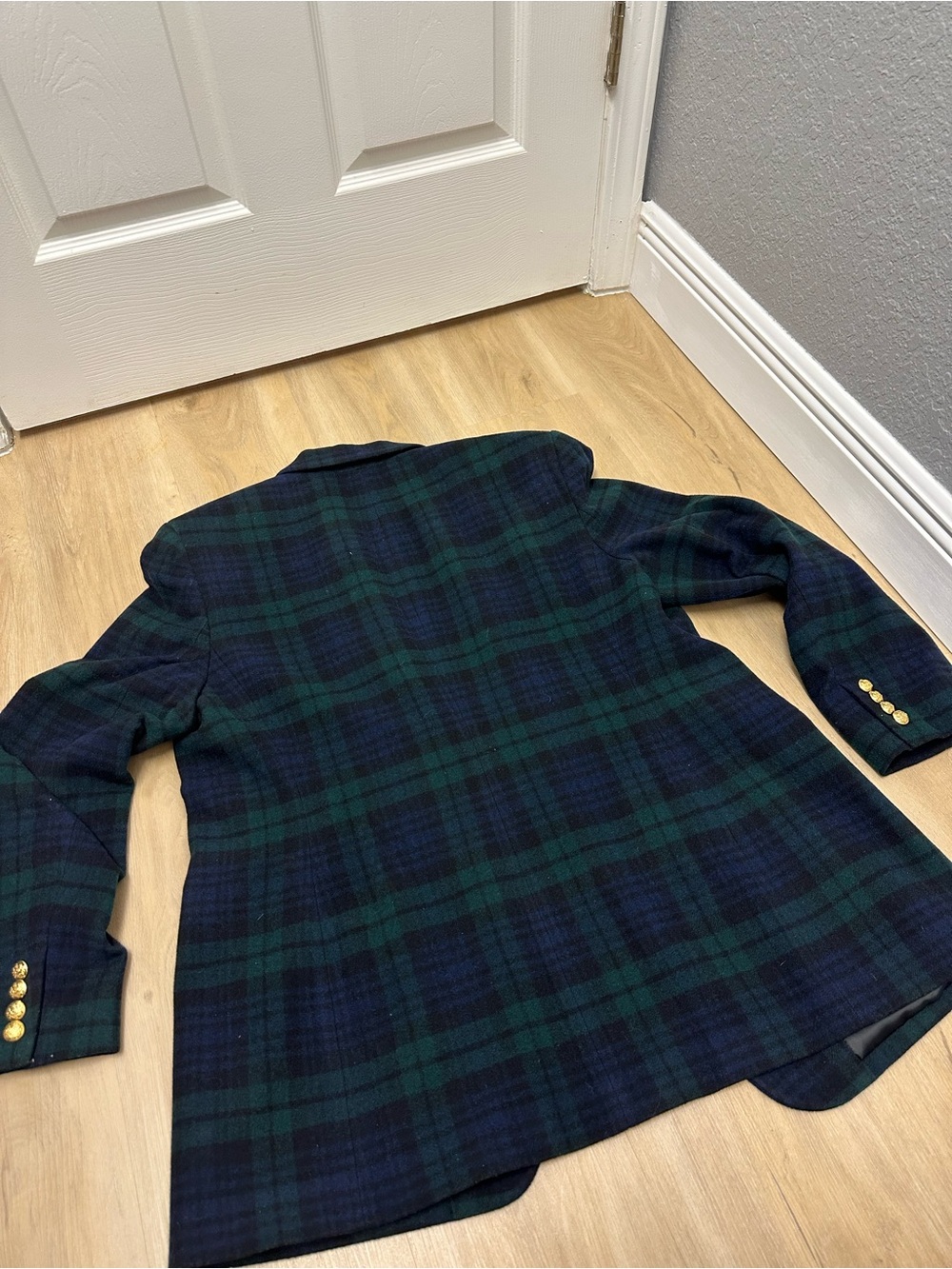 Ralph Lauren Women's Blazer Wool Cashmere Plaid w/ Crest Gold Buttons READ - Picture 15 of 15